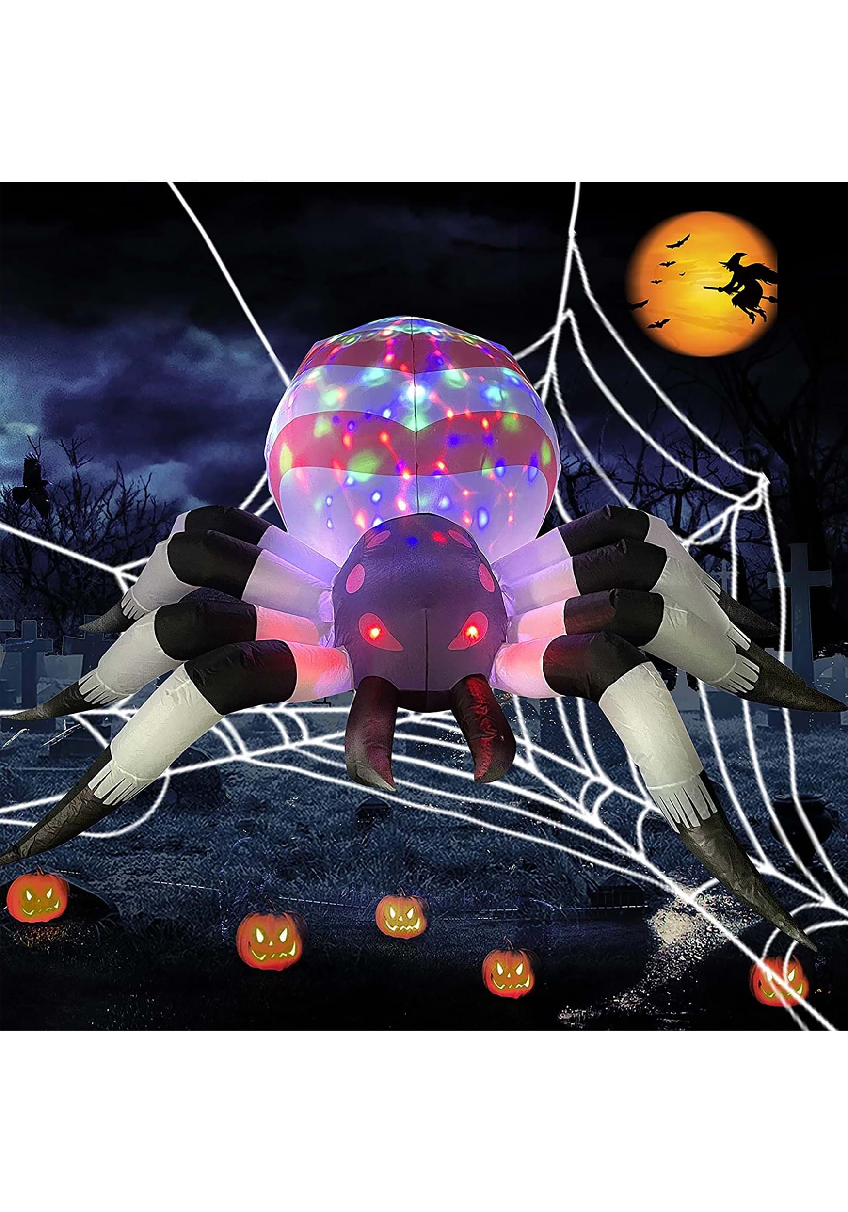 Image of 4FT Tall Projection Kaleidoscope Spooky Spider Inflatable Decoration ID JY30542-ST