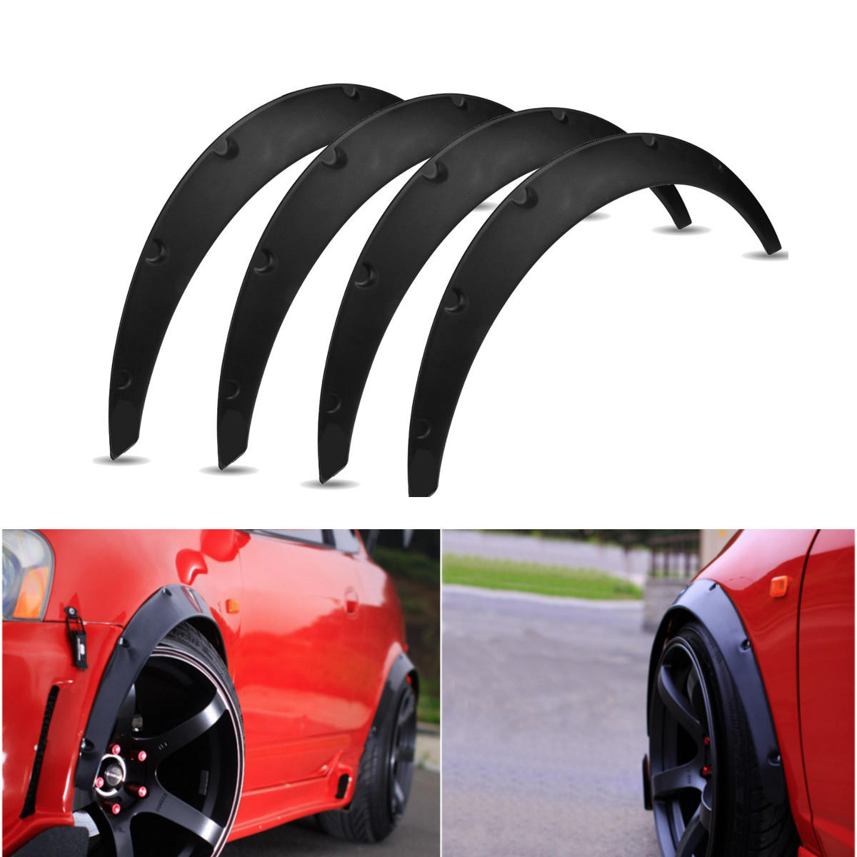 Image of 4Pcs 2 Inch/50mm Universal Flexible Car Wheel Fender Flares Extra Wide Body Wheel Arches