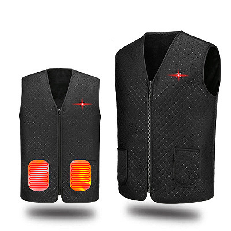 Image of 5-Areas Heating Electric Heating Vest for Autumn and Winter USB Powered Intelligent Thermal Insulation Velvet Jacket for