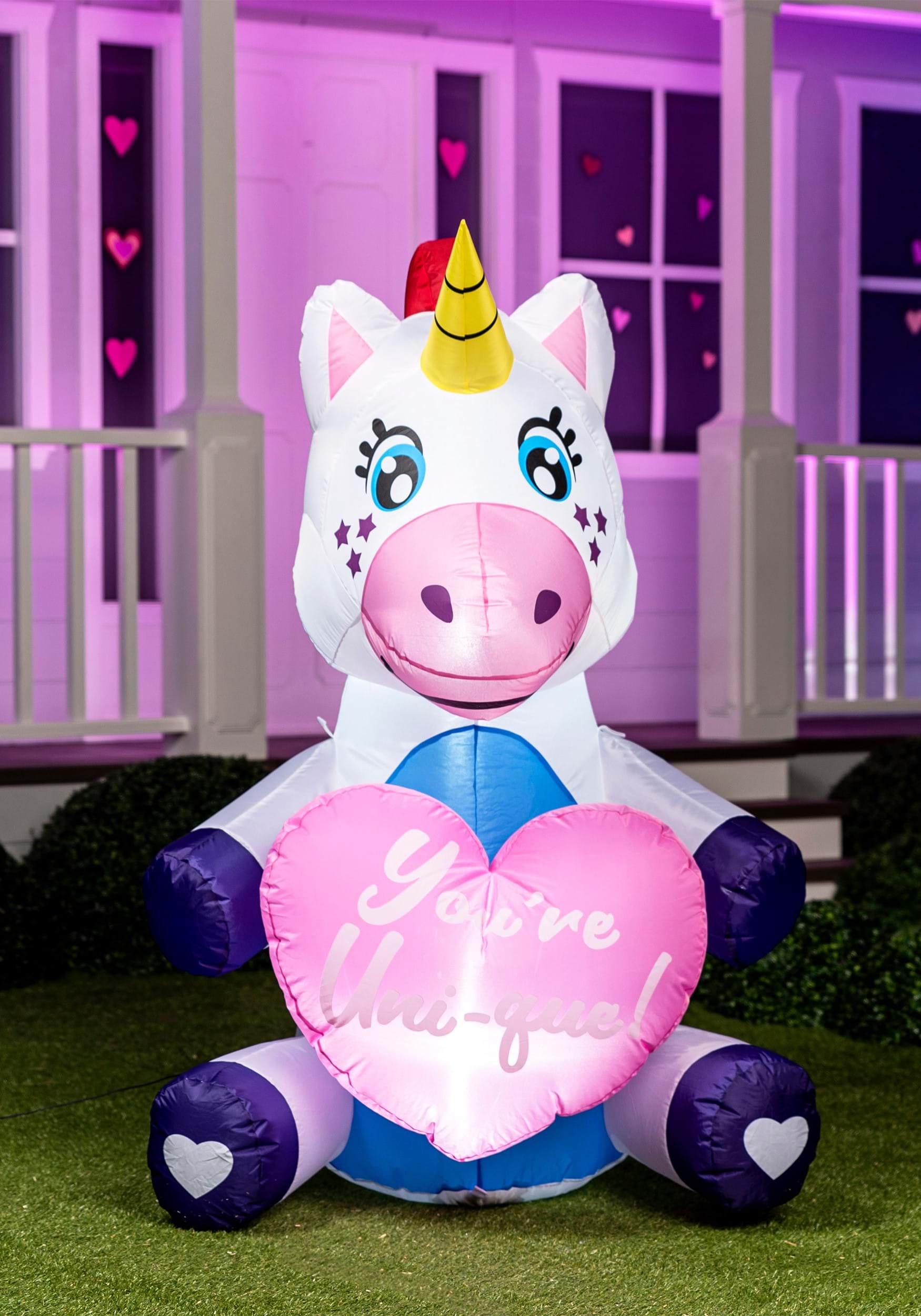 Image of 5 Foot Tall Loving Unicorn Inflatable Decoration | Inflatables ID JY31598-ST