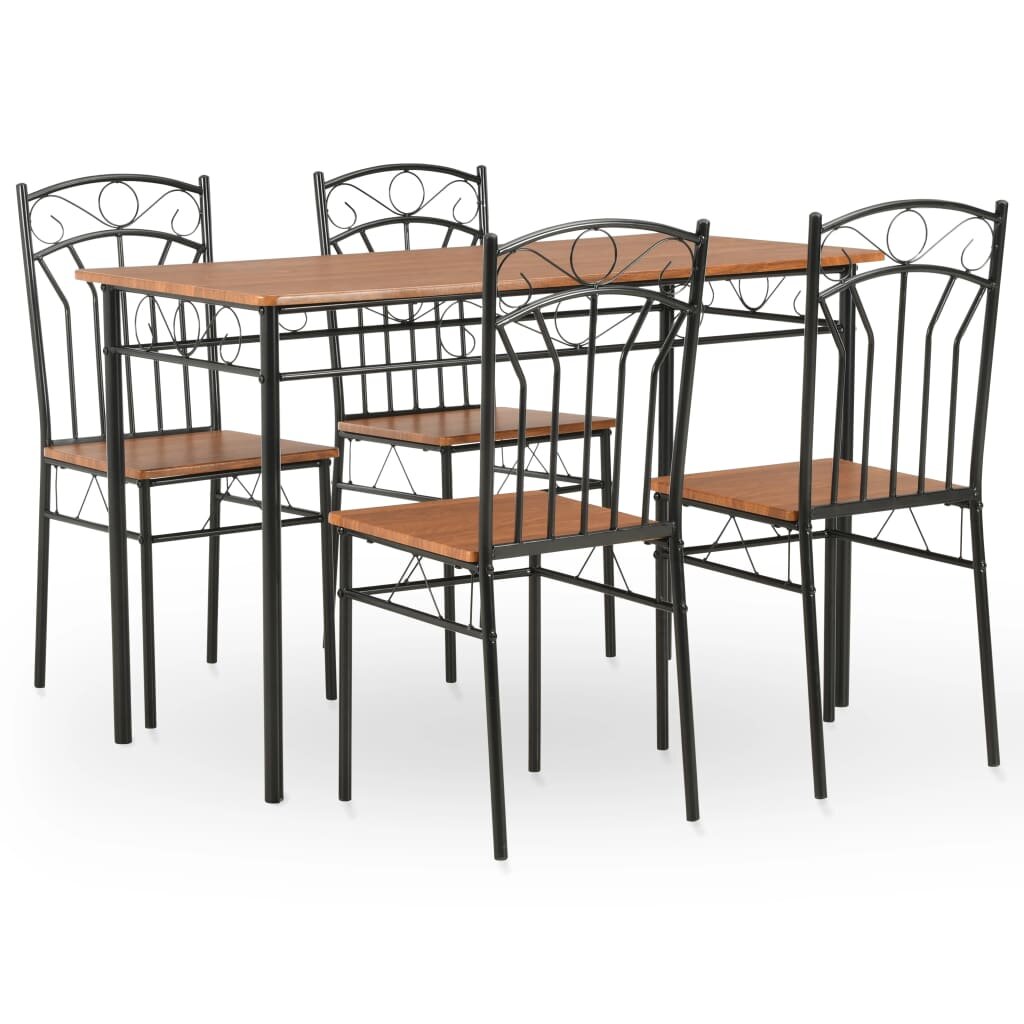 Image of 5 Piece Dining Set MDF and Steel Brown