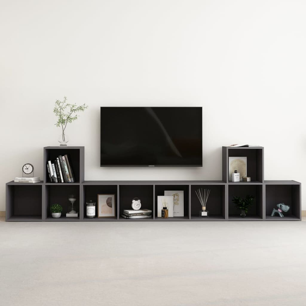 Image of 5 Piece TV Cabinet Set Gray Chipboard