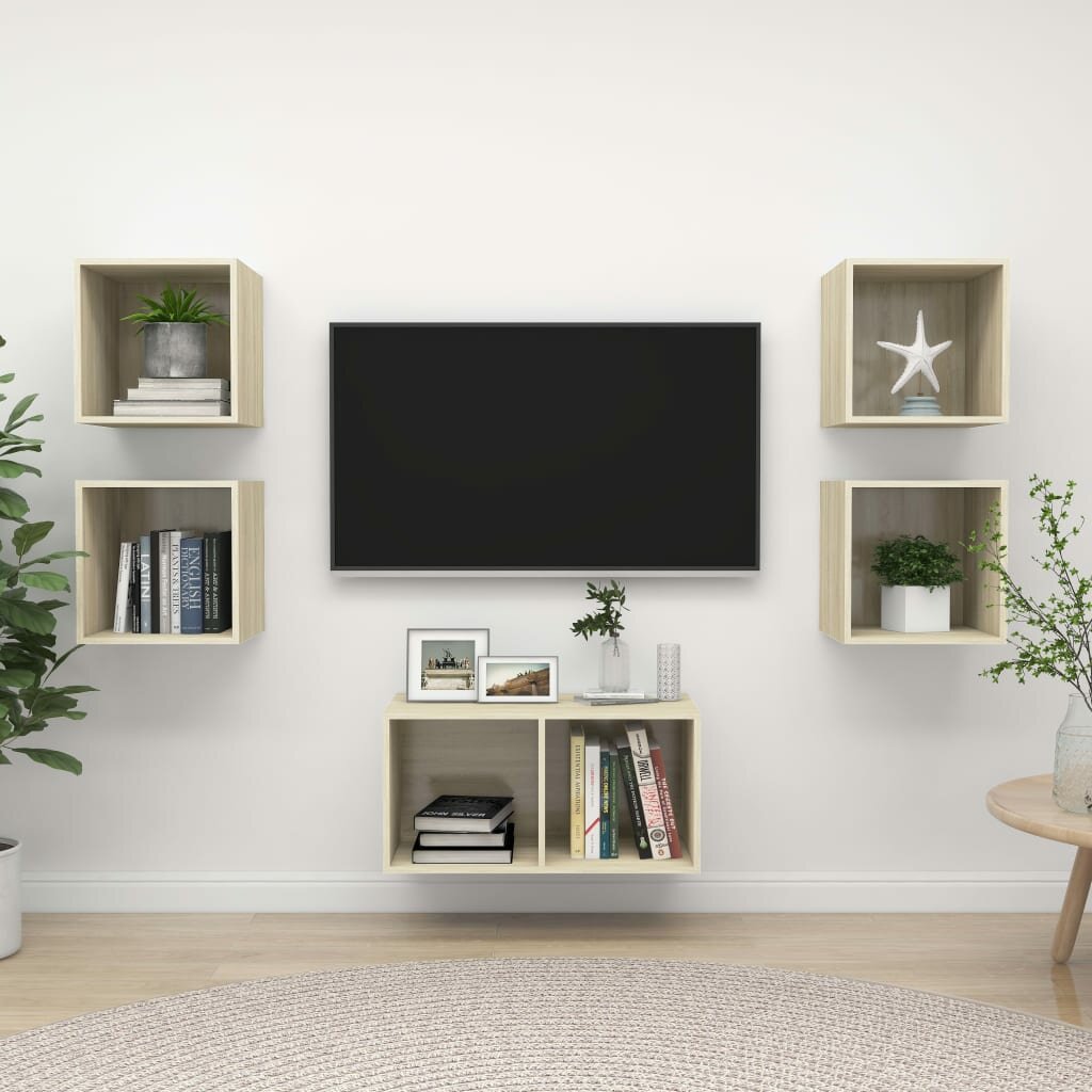 Image of 5 Piece TV Cabinet Set Sonoma Oak Chipboard