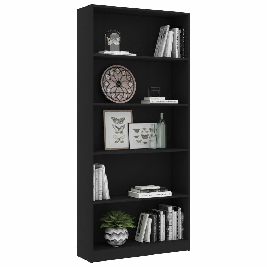 Image of 5-Tier Book Cabinet Black 315"x94"x689" Chipboard