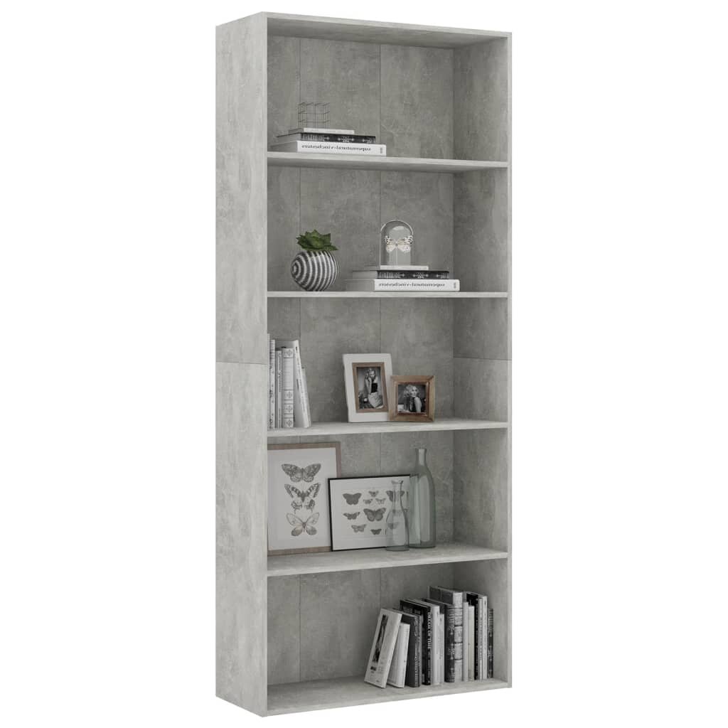 Image of 5-Tier Book Cabinet Concrete Gray 315"x118"x744" Chipboard