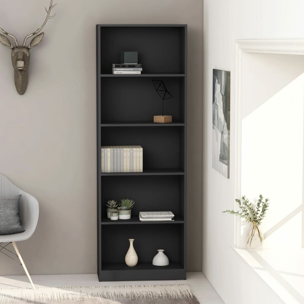 Image of 5-Tier Book Cabinet Gray 236"x94"x689" Chipboard