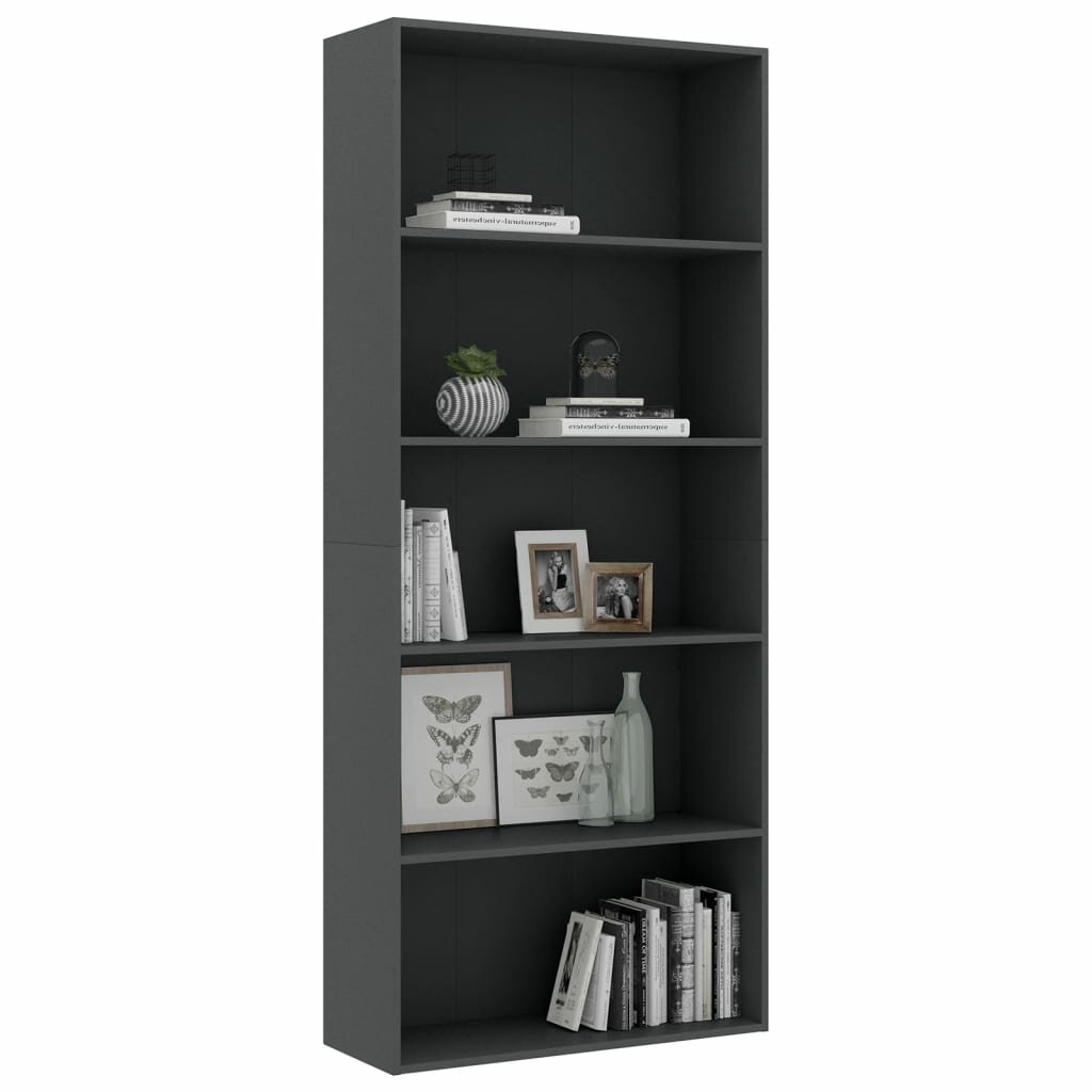 Image of 5-Tier Book Cabinet Gray 315"x118"x744" Chipboard