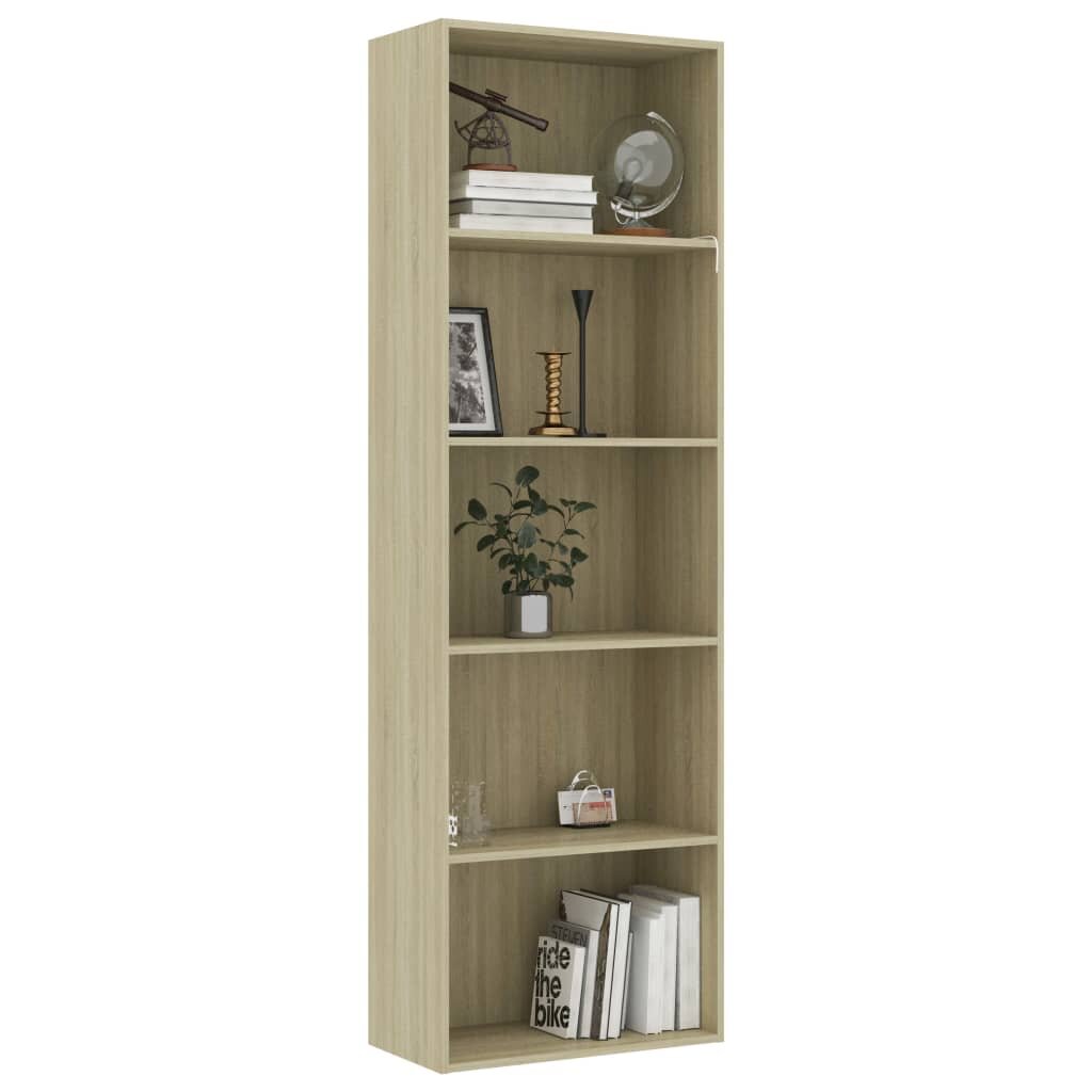 Image of 5-Tier Book Cabinet Sonoma Oak 236"x118"x744" Chipboard