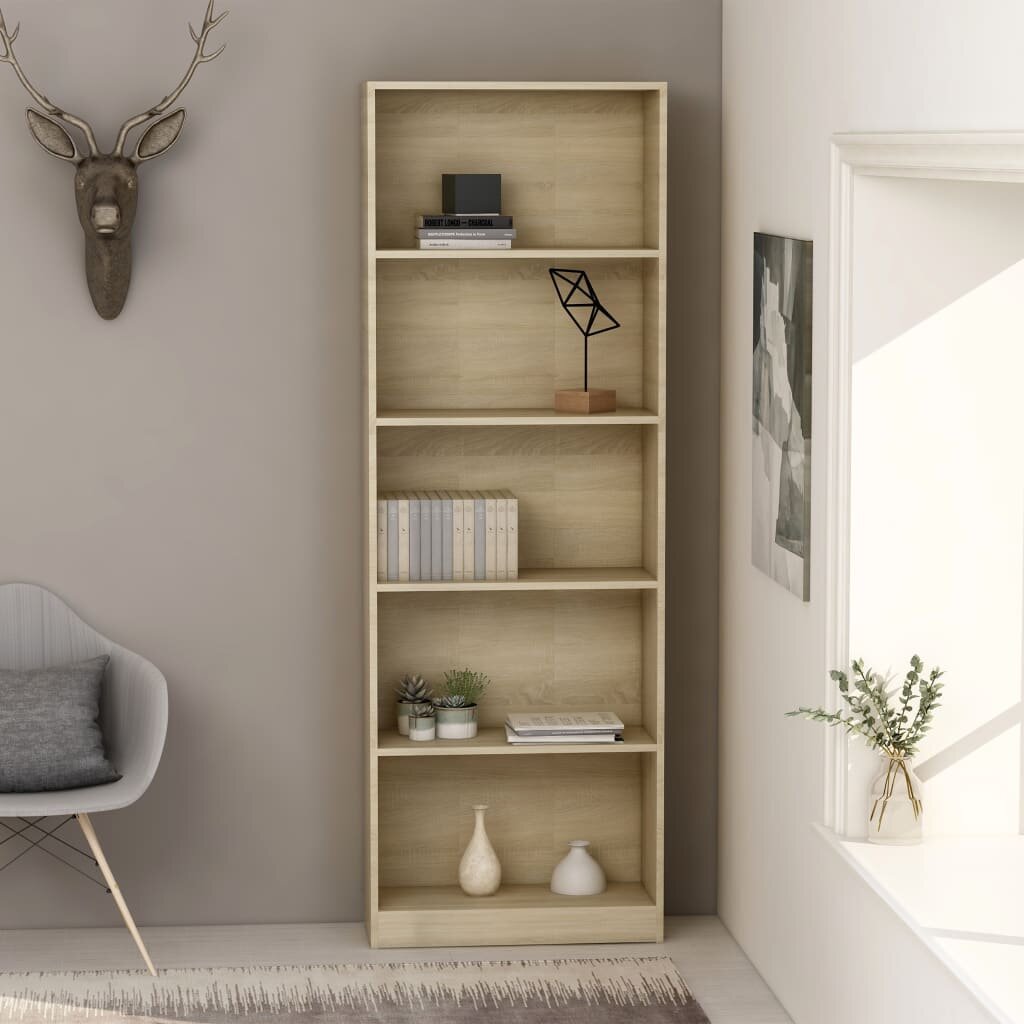 Image of 5-Tier Book Cabinet Sonoma Oak 236"x94"x689" Chipboard