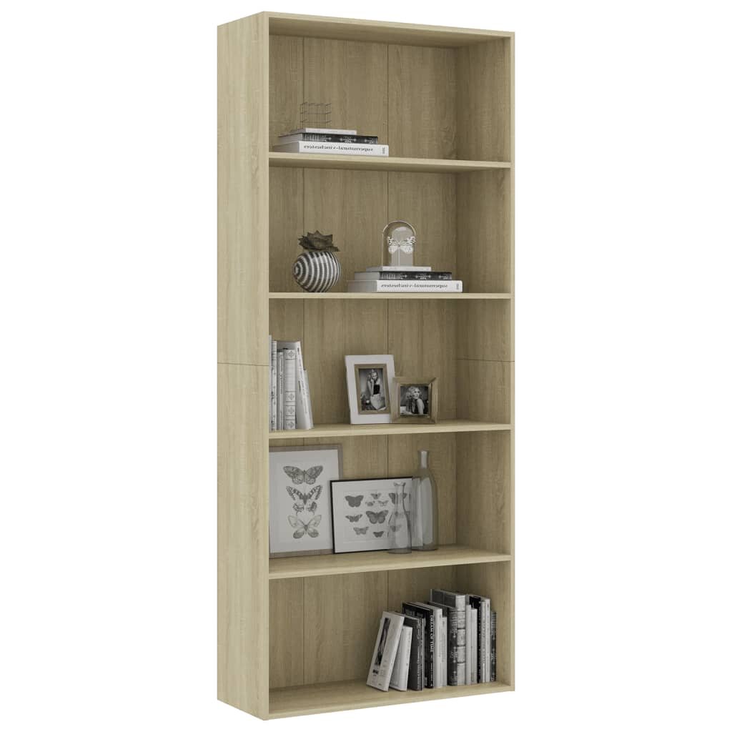 Image of 5-Tier Book Cabinet Sonoma Oak 315"x118"x744" Chipboard