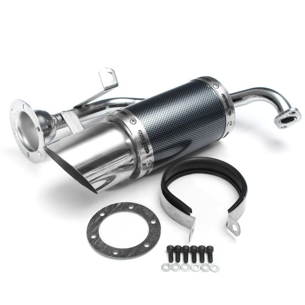 Image of 50mm/2in Motorcycle Exhaust System Stainless Steel Short Carbon Fiber For GY6 150cc 4 Stroke Scooter