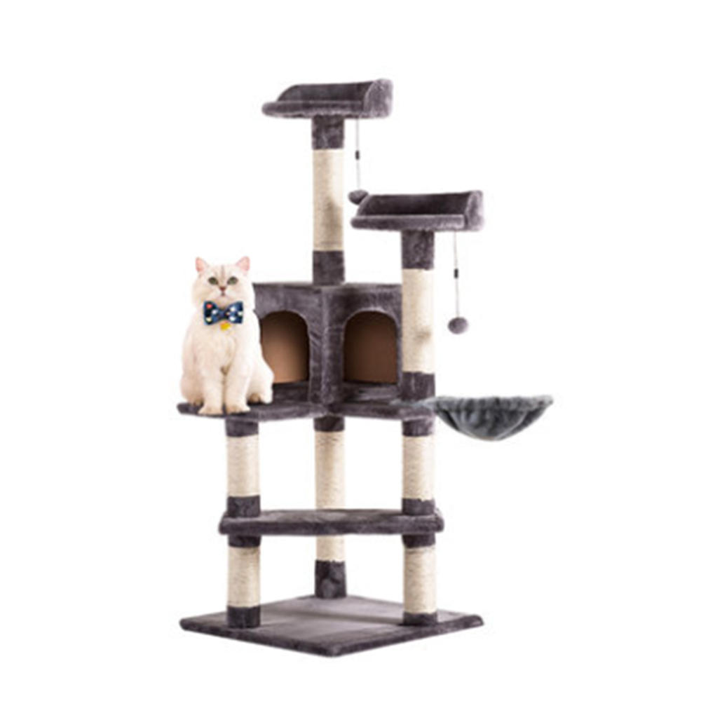 Image of 51'' Cat Tree Scratcher Cardboard Play House Condo Furniture Bed Post Pet Tower Toys