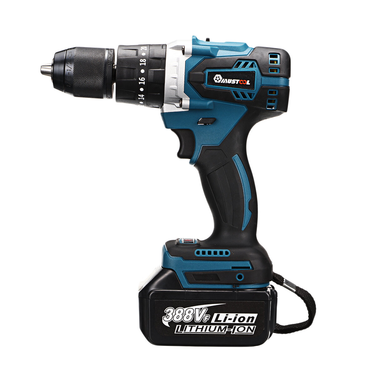 Image of 520Nm 4000rpm 3 In 1 Electric Cordless Hammer Impact Drill Screwdriver w/LED Battery