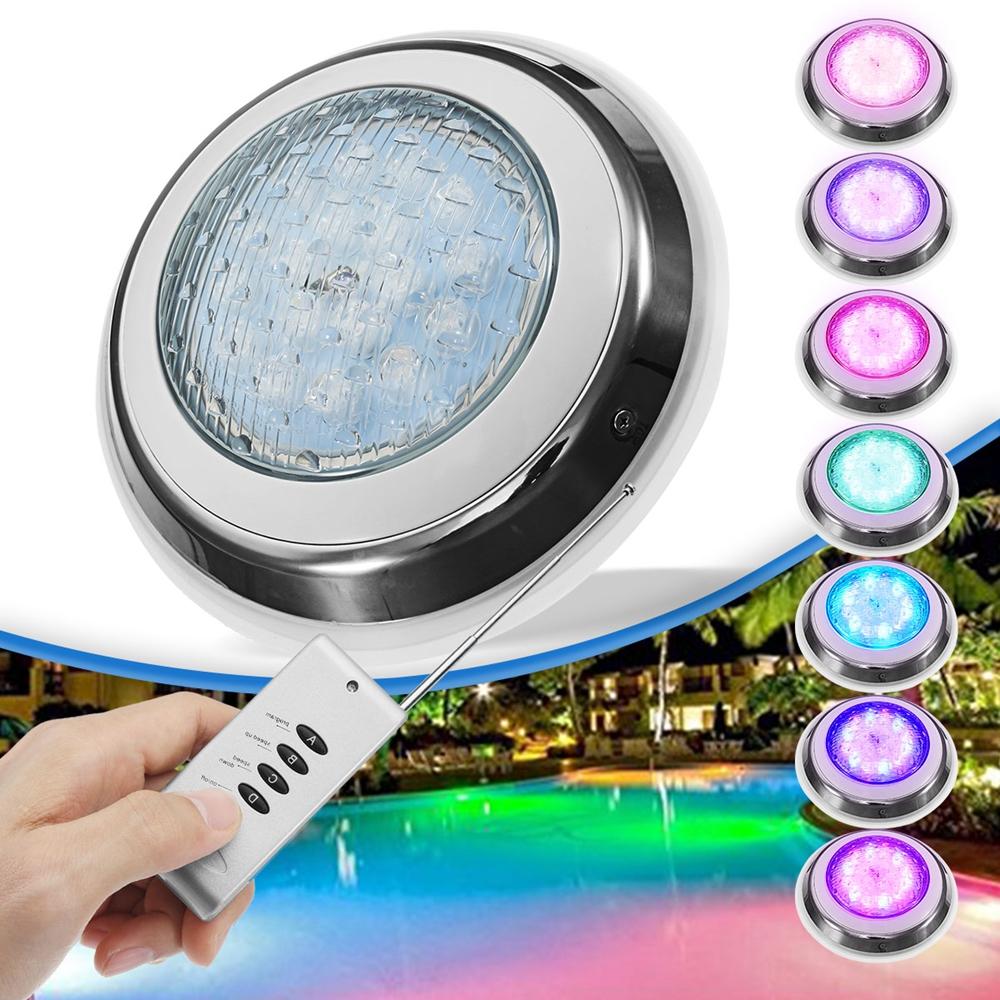 Image of 54W RGB Remote Control LED Swimming Pool Light Underwater Waterproof Wall Mounted Night Light