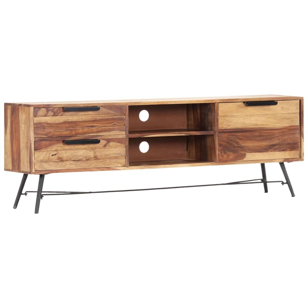 Image of 551"x11"x185" TV Cabinet Entertainment Cabinet with Storage Shelves and Cabinets Solid Sheesham Wood