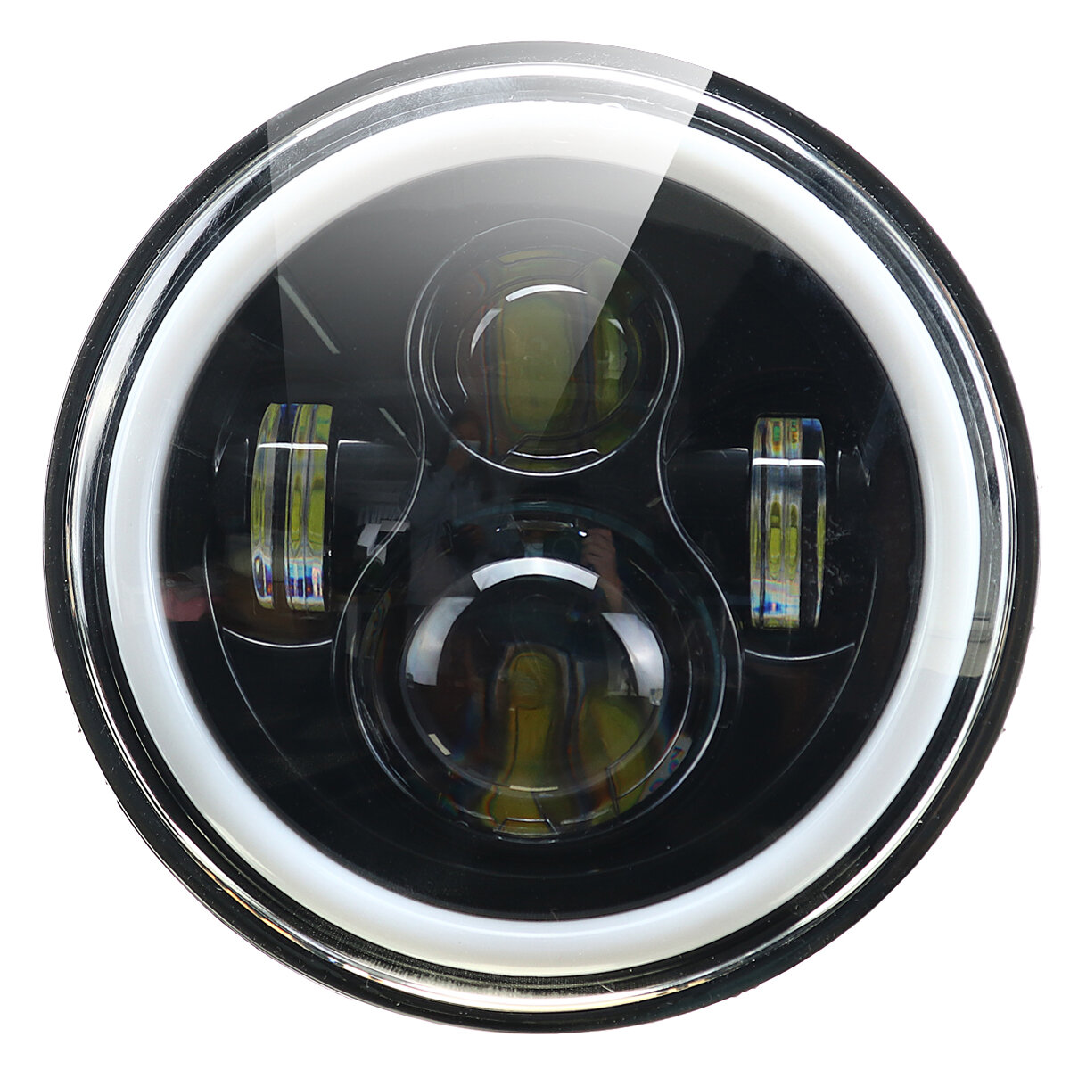 Image of 575" Round LED Headlight Blue Halo Ring Angel Eyes For Jeep Wrangler JK TJ LJ CJ