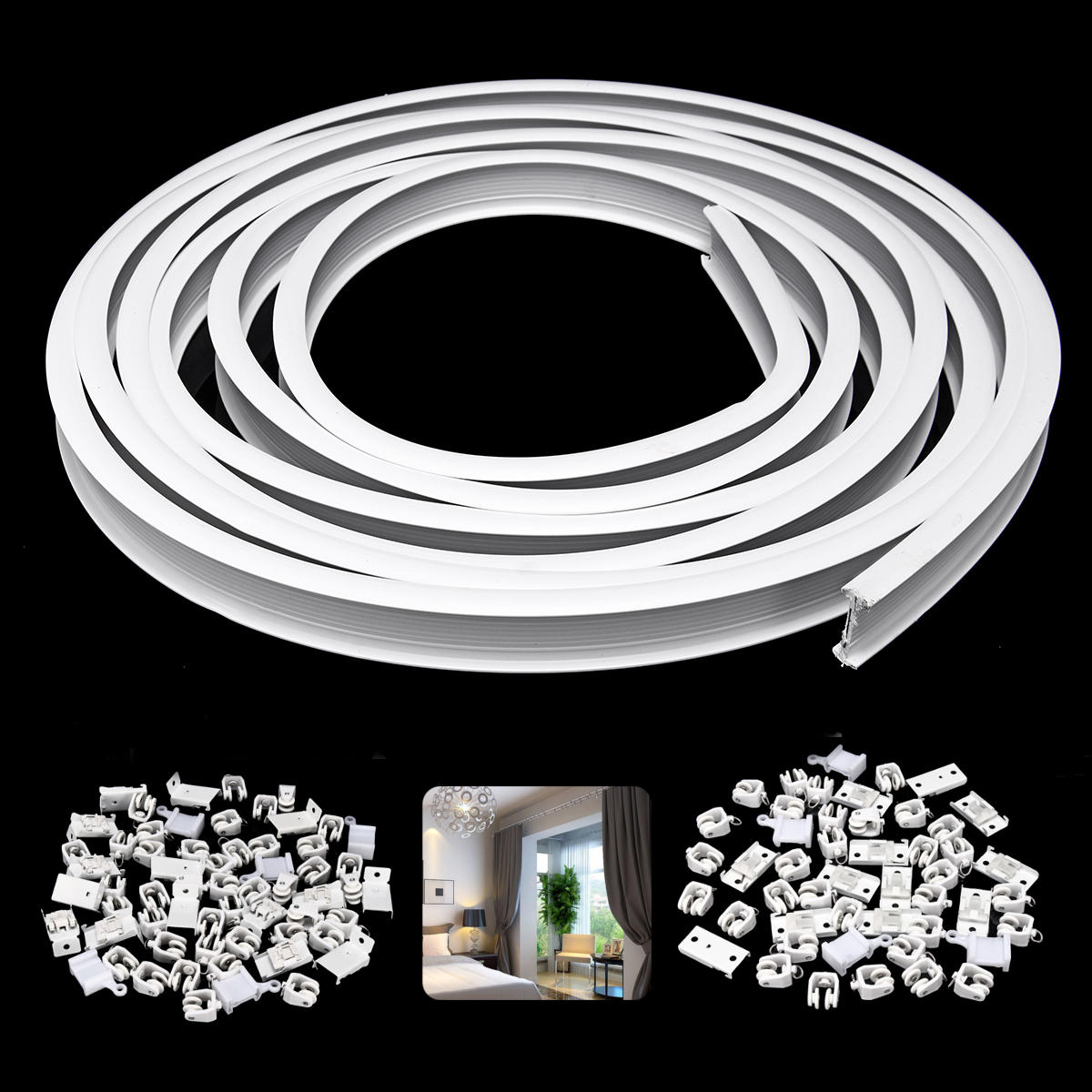 Image of 5M Curtains Track Rail Flexible Ceiling Mounted For Straight Slide Window Balcony