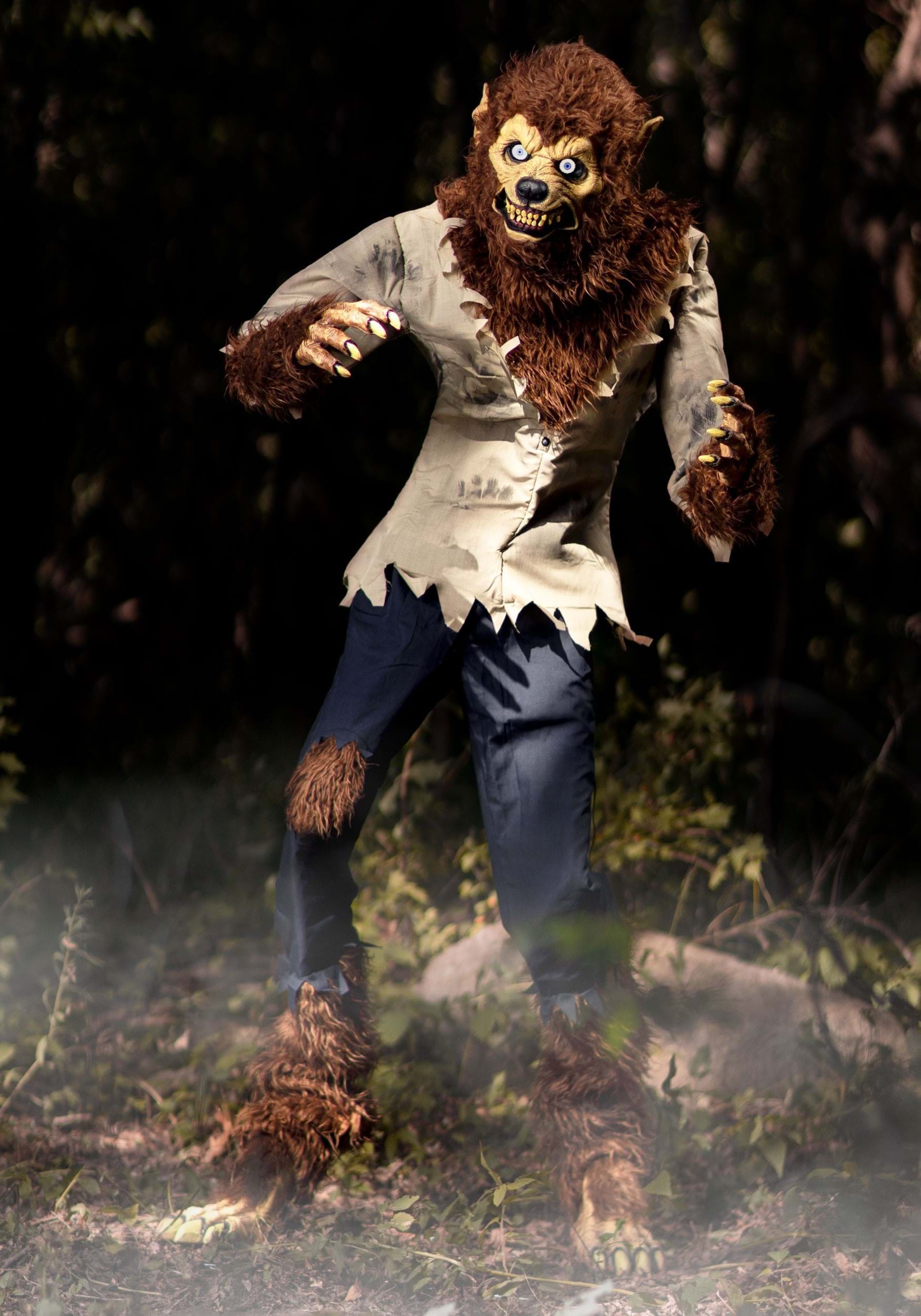Image of 6 Foot Feral Werewolf Animatronic Decoration | Seasonal Visions International ID FUN4250-ST