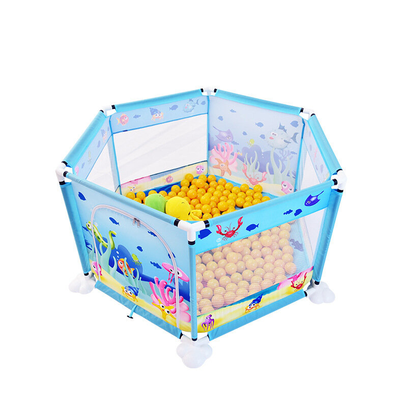 Image of 6 Sided Baby Playpen Playing House Interactive Kids Toddler Room With Safety Gate For 6 Months-8 Years Old Kid