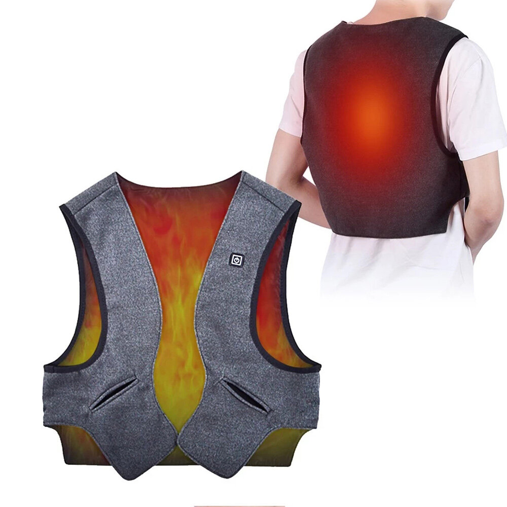Image of 60°C Electric Heated Warm Waistcoat 3-levels Quick Heating Washable Far Infrared Heating Vest Outdoor Climbing Snowmobil