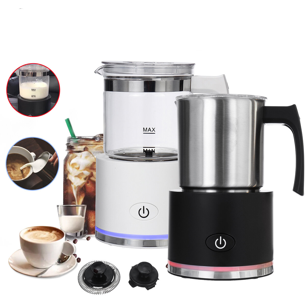 Image of 600W Automatic Electronic Hot/Cold Milk Frother Electric Liquid Heater Milkshakes