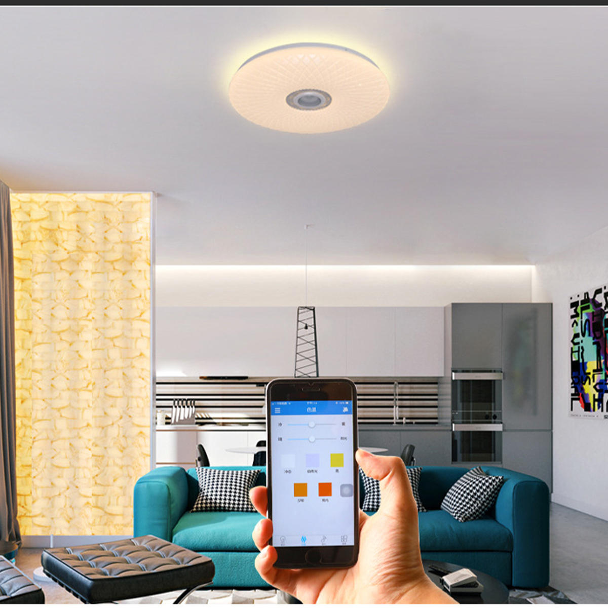 Image of 60W Smart LED Ceiling Light RGB bluetooth Music Speaker Dimmable Lamp APP Remote