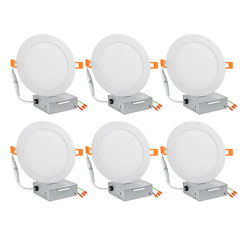 Image of 6/12 Pcs 6Inch LED Recessed Light Panel 12W with Junction Box Dimmable Can Down Lighting