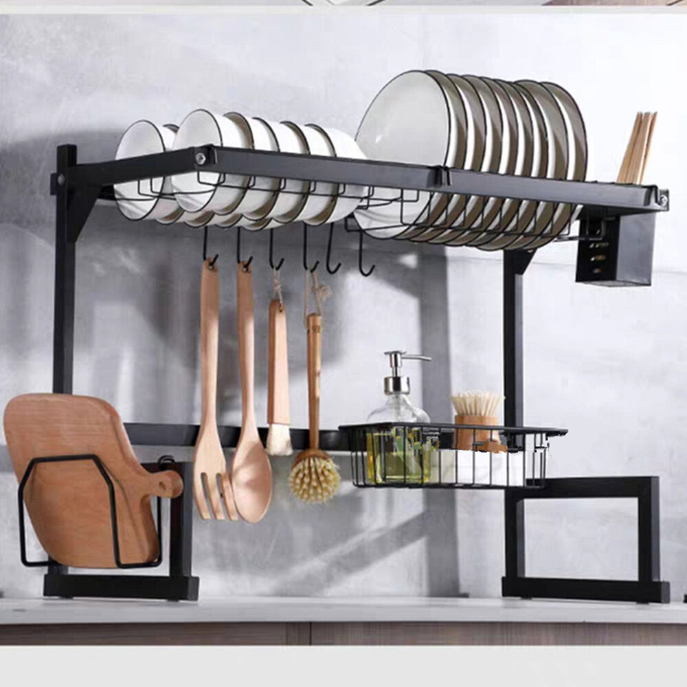 Image of 65cm/85cm Stainless Steel Over Sink Dish Drying Rack Storage Multifunctional Arrangement for Kitchen Counter