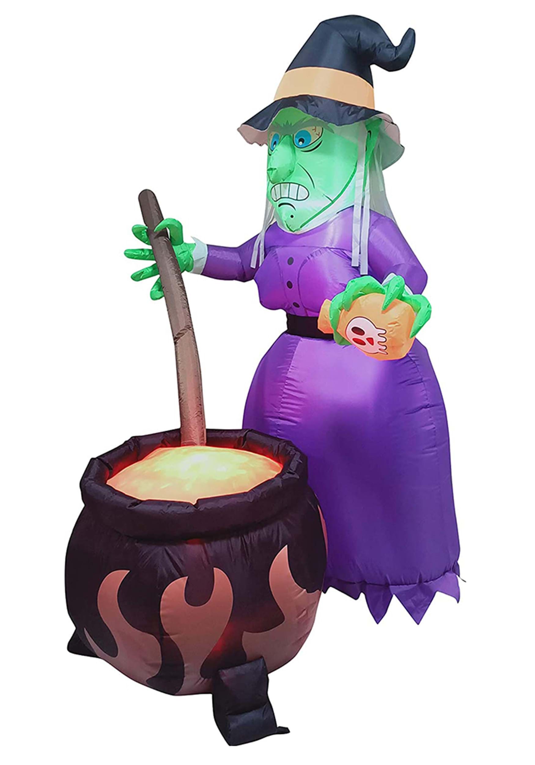Image of 6FT Inflatable Witch and Cauldron Halloween Prop | Witch Decorations ID JY30142-ST