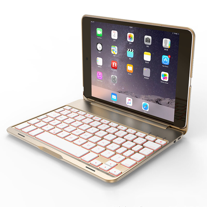 Image of 7 Colors Backlit Aluminum bluetooth Keyboard Kickstand Case For iPad Mini 2/iPad Mini 3
