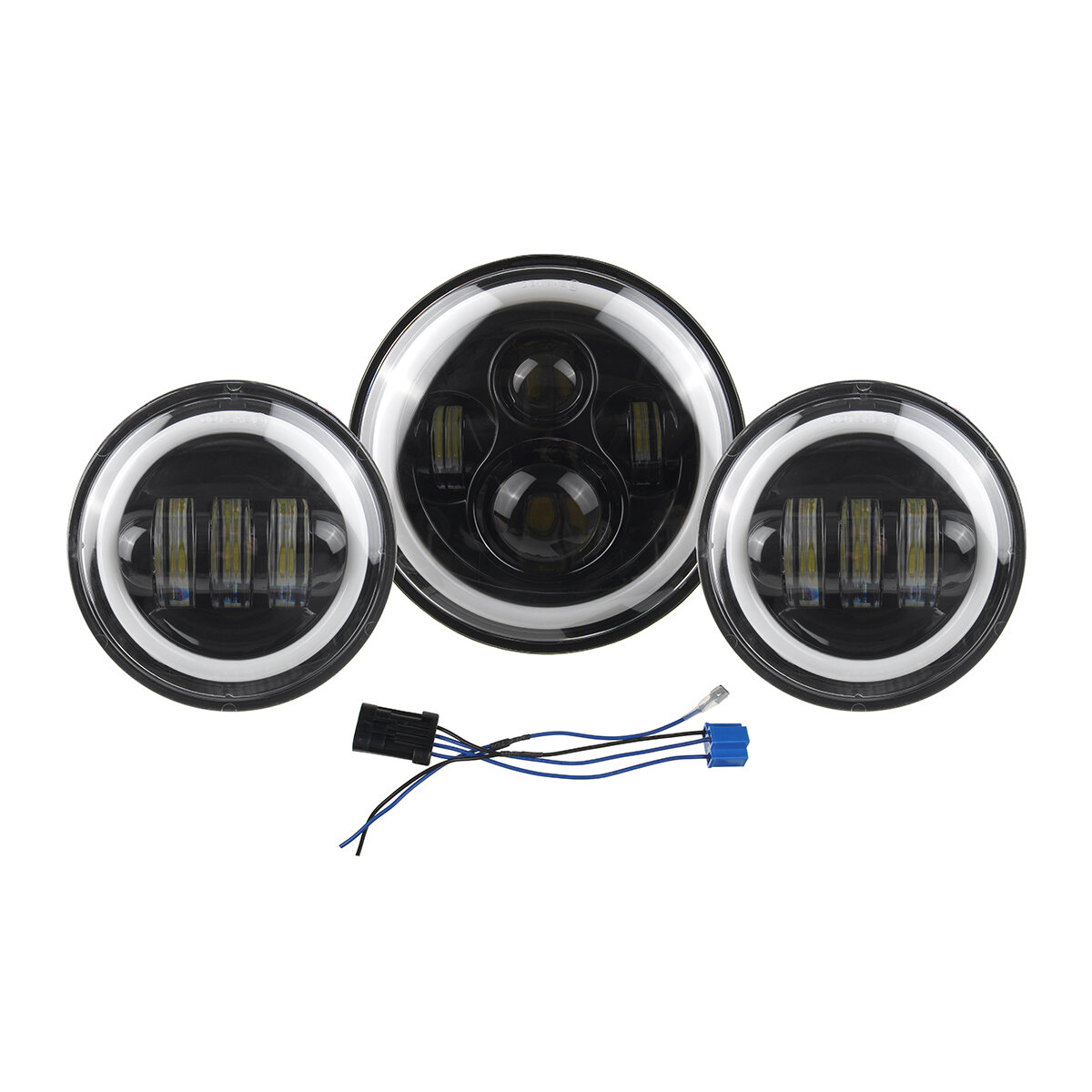 Image of 7" LED Projector Headlight + 45" Halo Ring Amber Turn Signal Headlamp Fit For Motorcycle Travel
