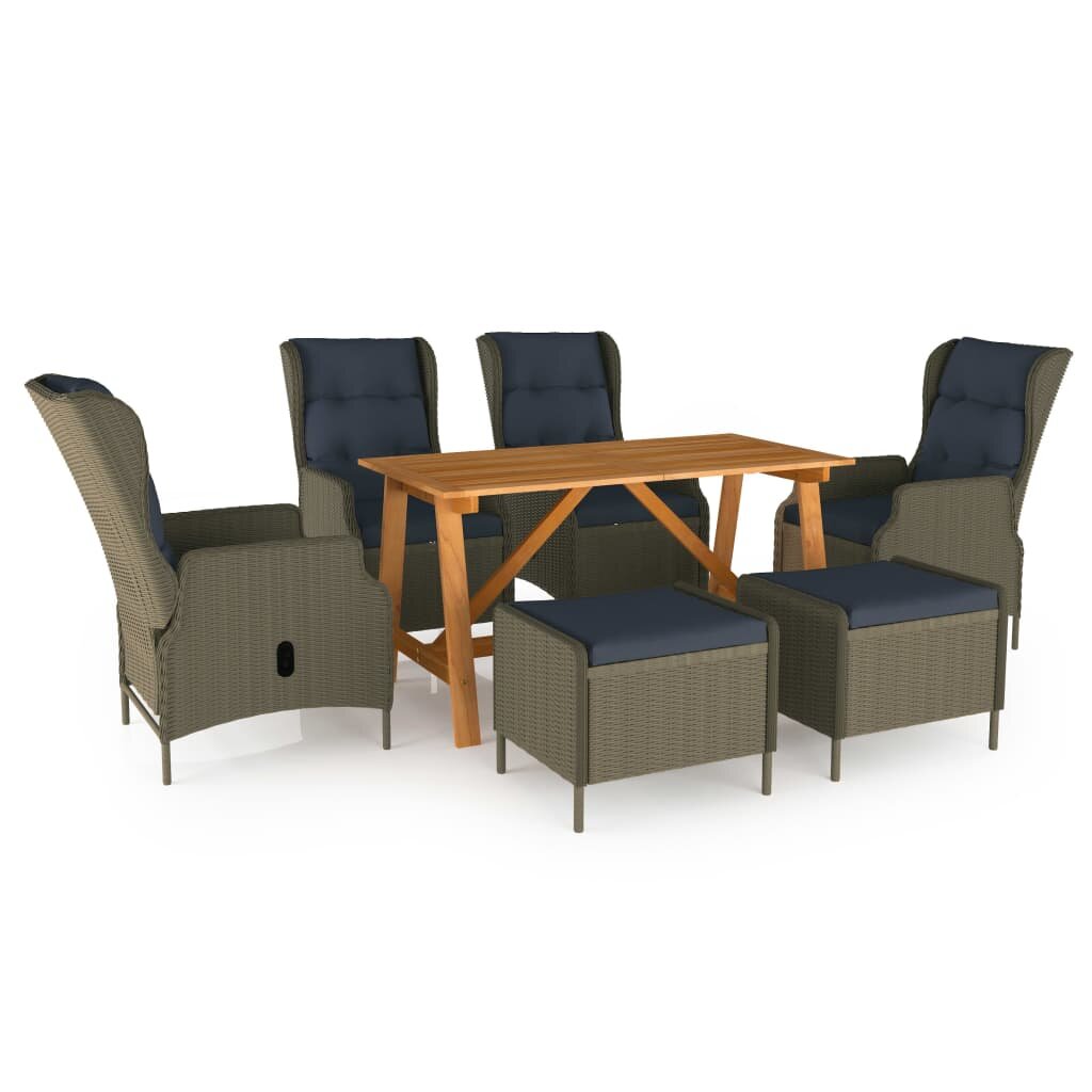 Image of 7 Piece Garden Dining Set Brown