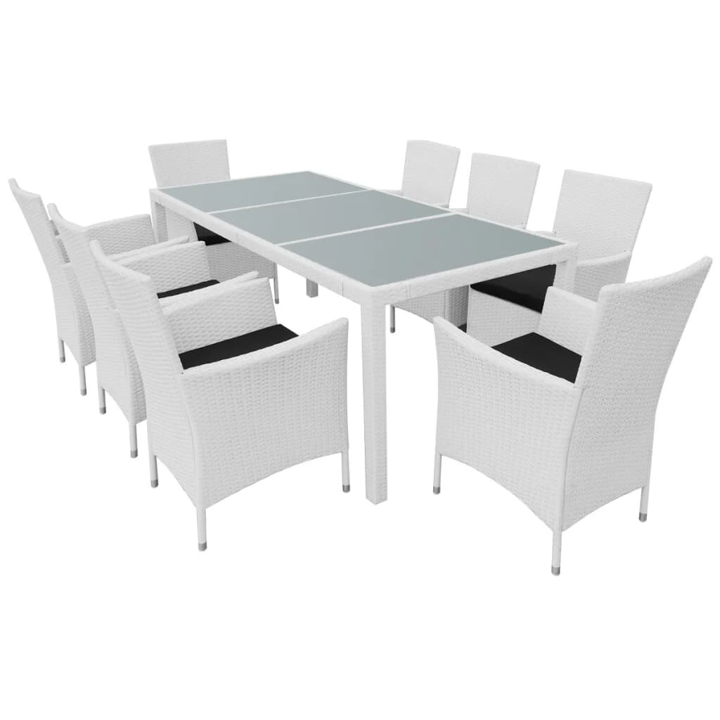 Image of 7 Piece Outdoor Dining Furniture Set Poly Rattan Cream White