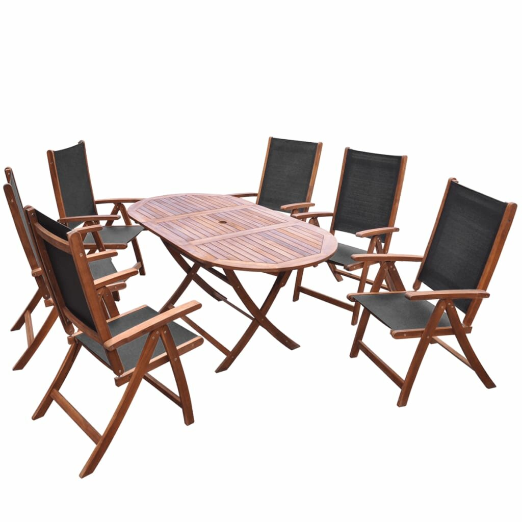 Image of 7 Piece Outdoor Dining Set Solid Acacia Wood