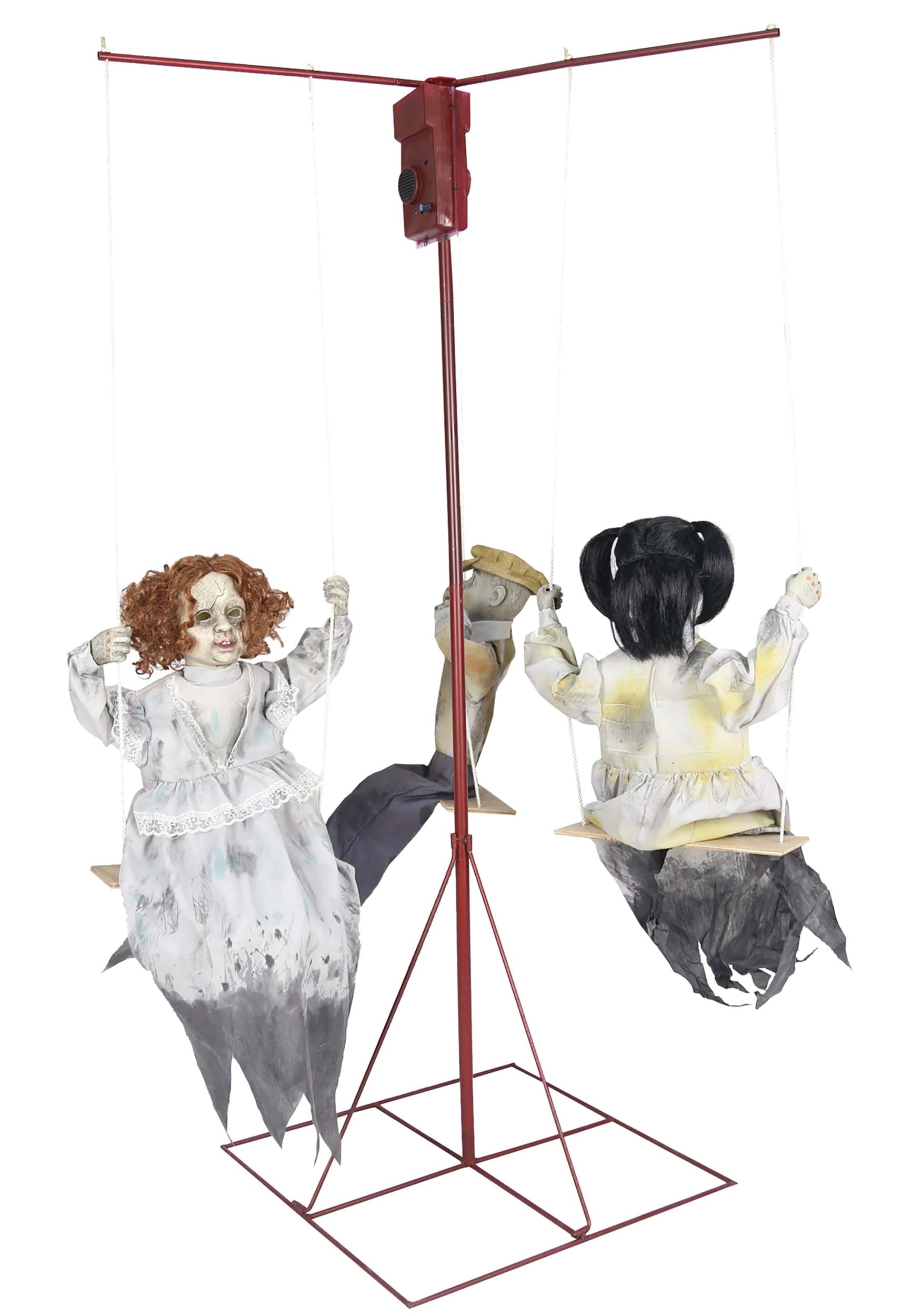 Image of 72" Ghostly Go Round with 3 Dolls Animated Halloween Prop ID MOMR124448-ST