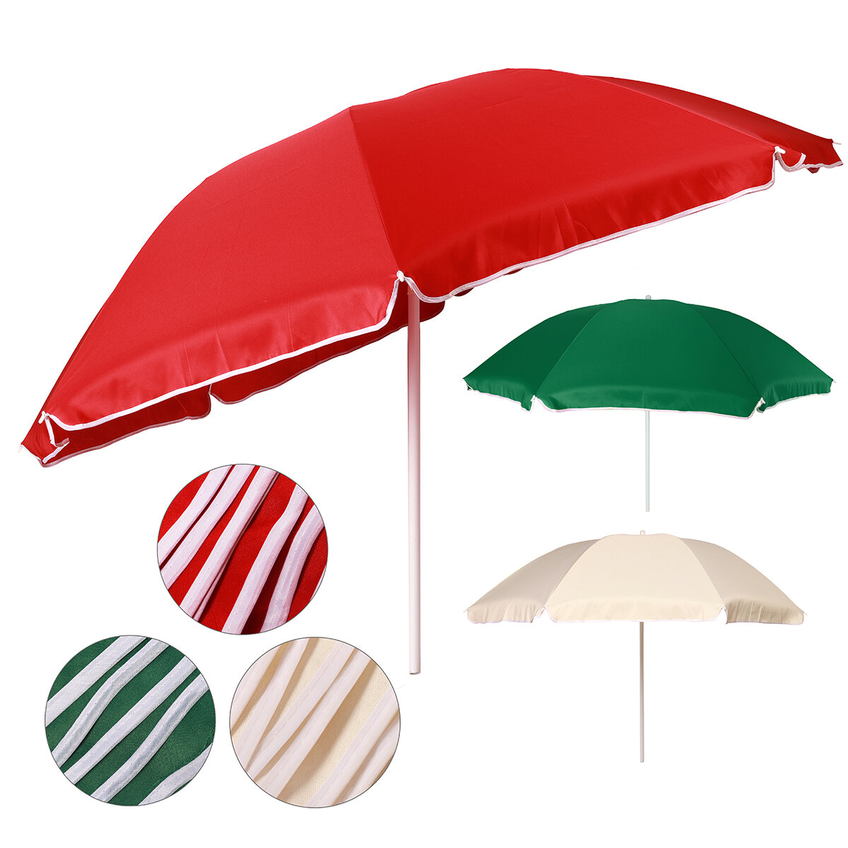 Image of 75Ft Outdoor Patio Umbrella Polyester Beach Sun Shade with Crank Camping Travel Yard Garden