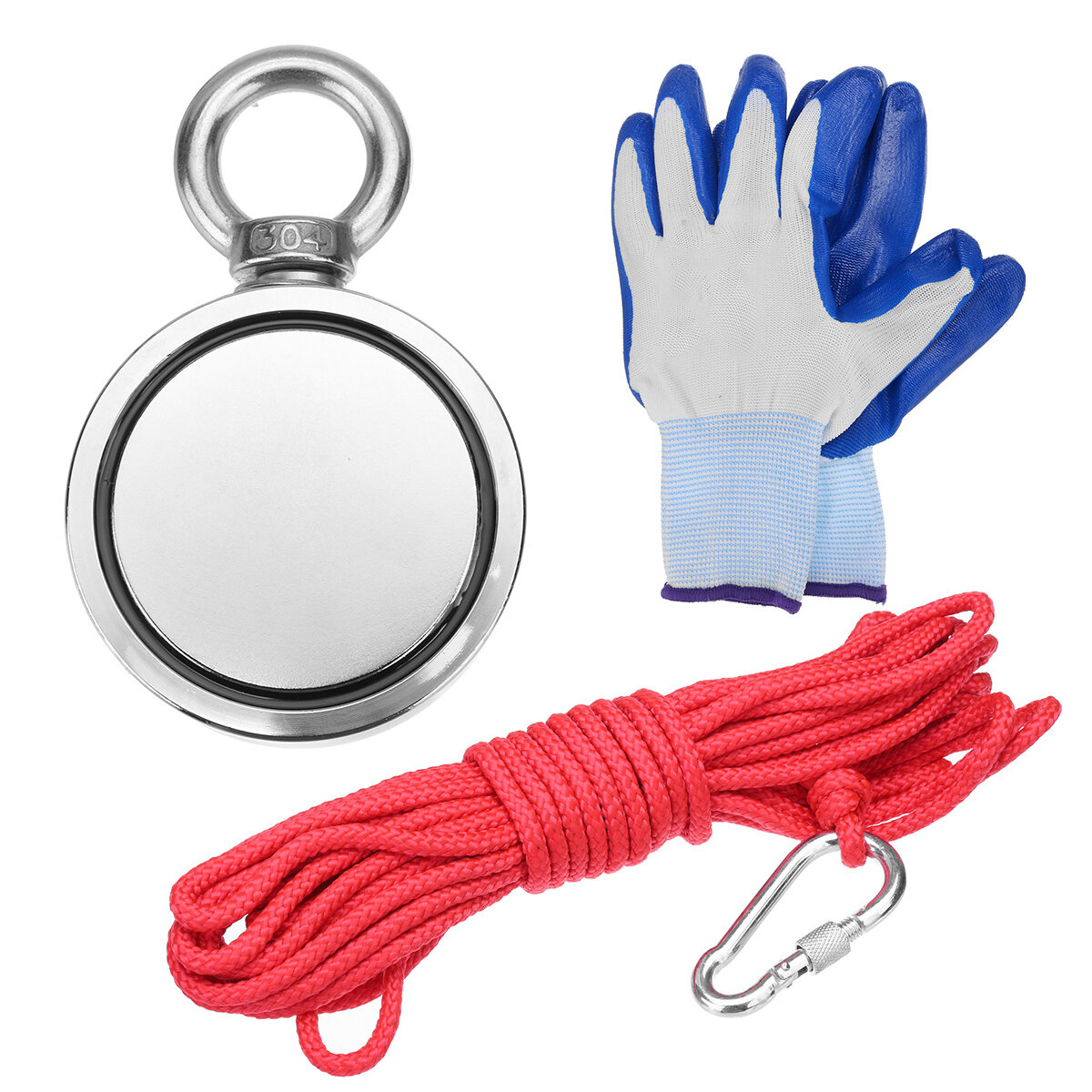 Image of 75mm Dual Side 500KG Neodymium Recovery Magnet with 10M/20M Rope Salvage Tool