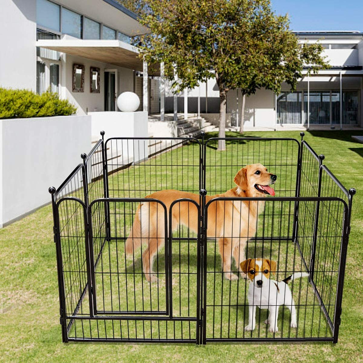 Image of 8 Panel Pet Dog Playpen Heavy Duty Metal Puppy Pen Fence Enclosure 68X100cm