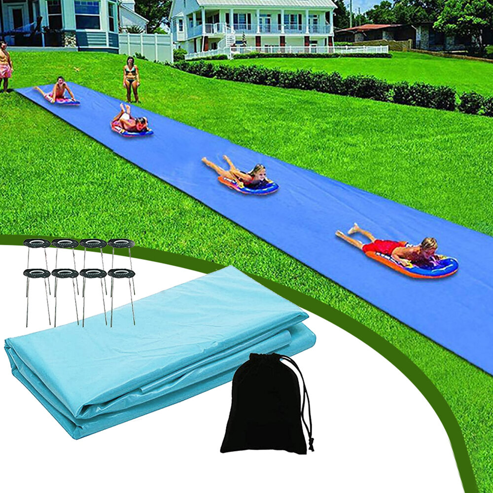 Image of 800x150cm Water Slide Summer Kids Adult Inflatable Surf Racing Lanes Outdoor Garden Backyard