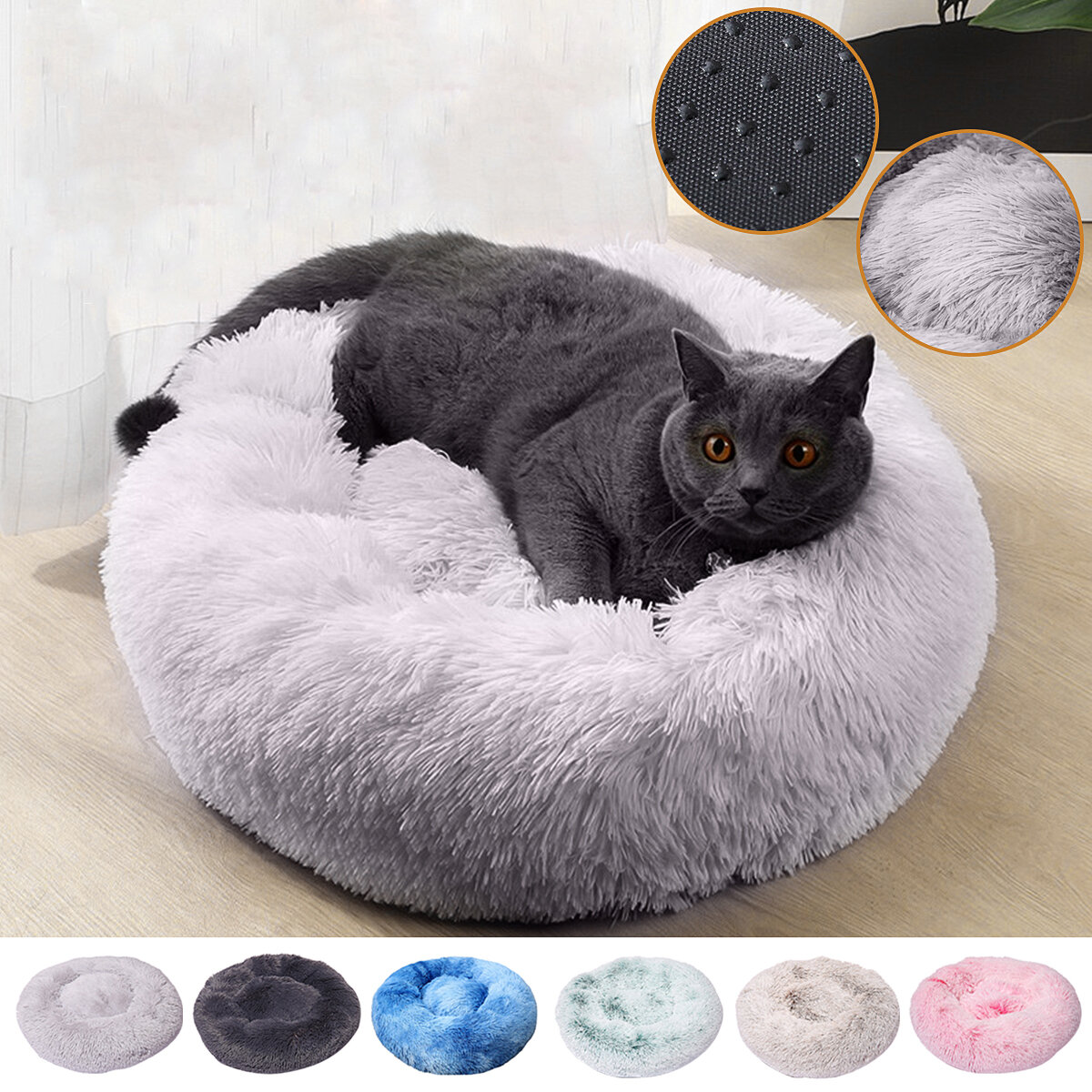 Image of 80cm Plush Fluffy Soft Pet Bed for Cats & Dogs Calming Bed Pad Soft Mat Home