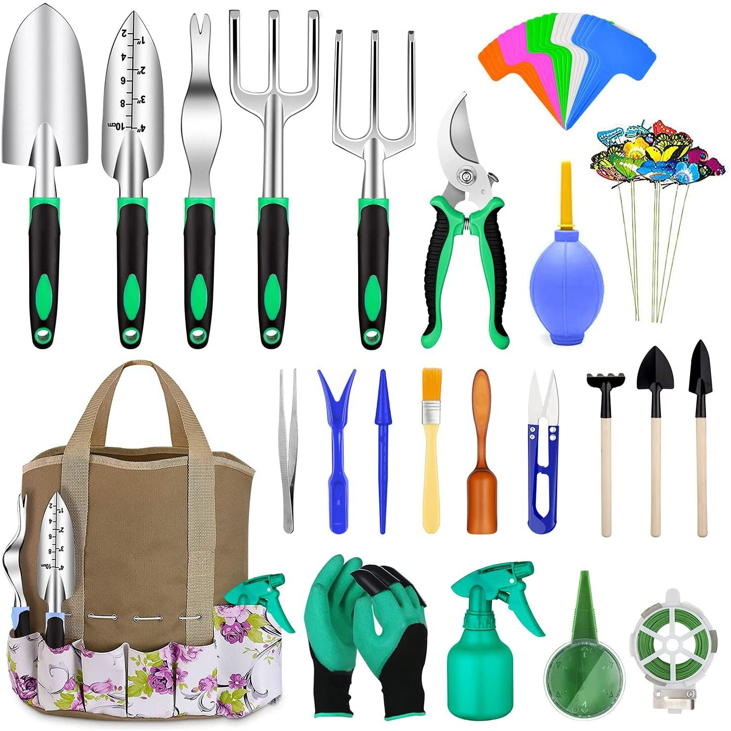 Image of 82 Pcs Aluminum Garden Tools Set Heavy Duty Gardening Tools with Soft Rubber Anti-skid Handle