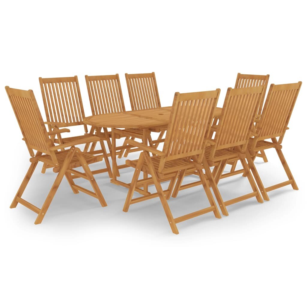 Image of 9 Piece Garden Dining Set Solid Teak Wood