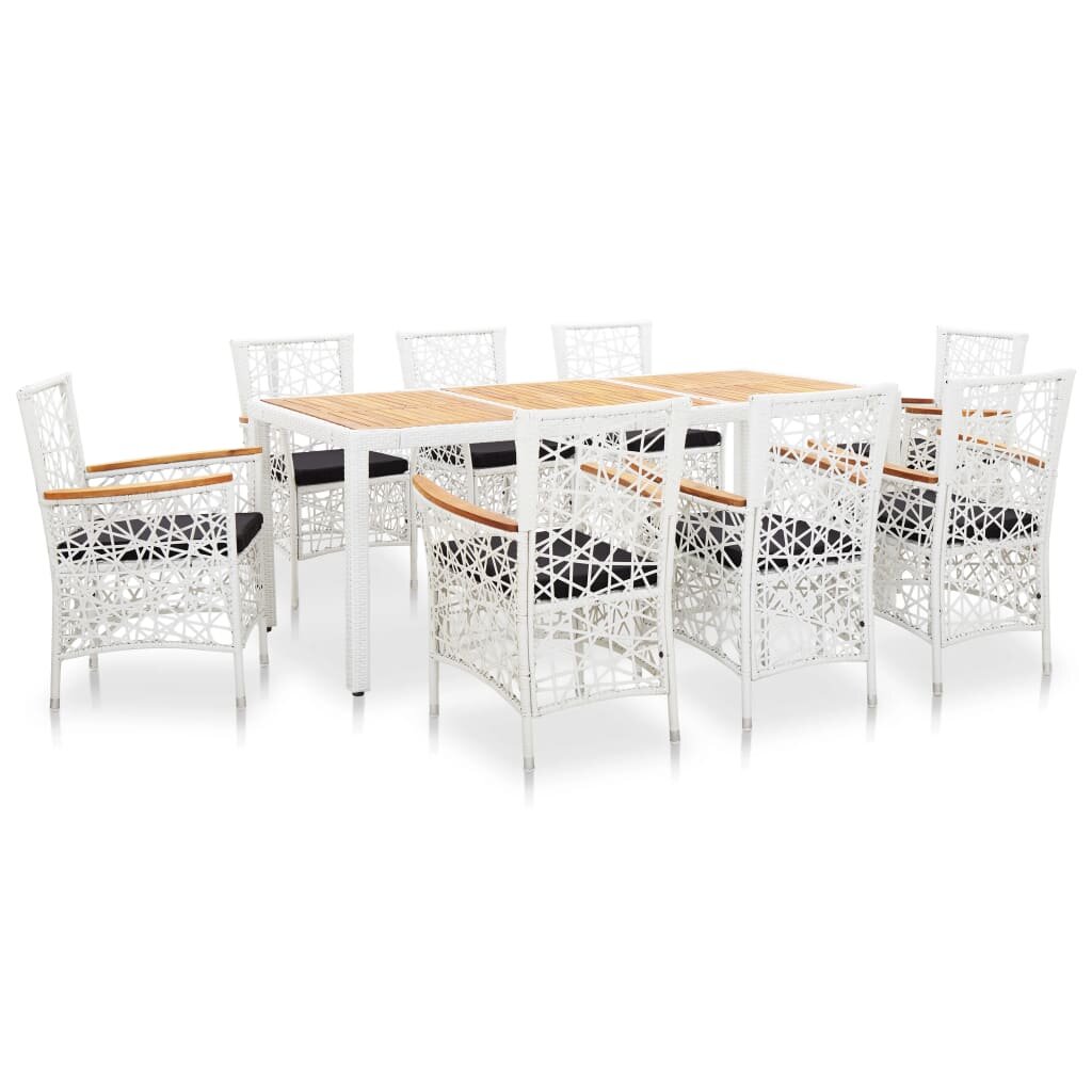 Image of 9 Piece Outdoor Dining Set Poly Rattan White