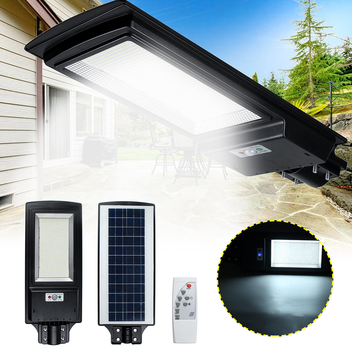 Image of 936 LED Solar Street Light Motion Sensor Wall Garden Lamp Remote