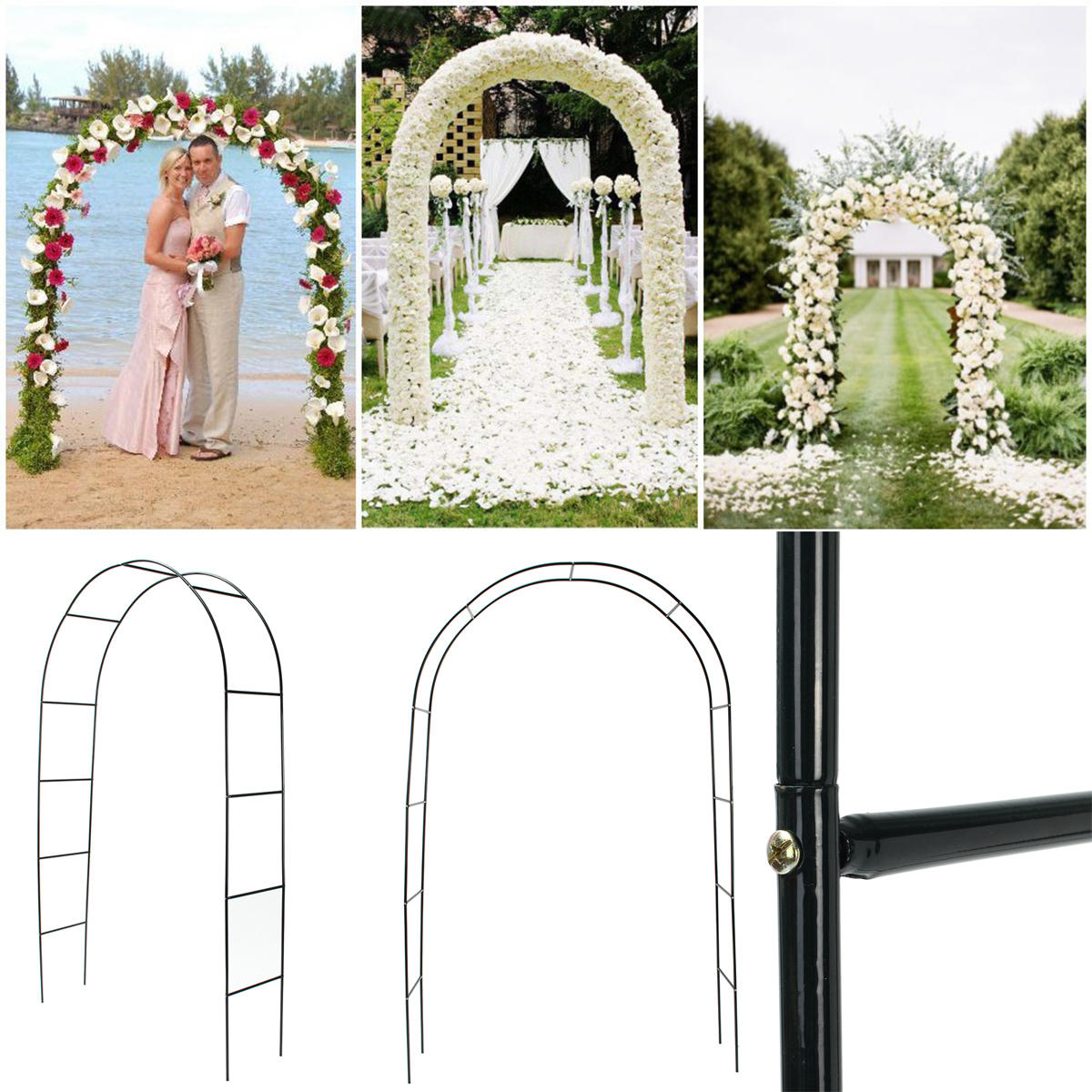 Image of 95" Iron Arch Way Assemble Door Wedding Party Bridal Prom Garden Floral Decorations