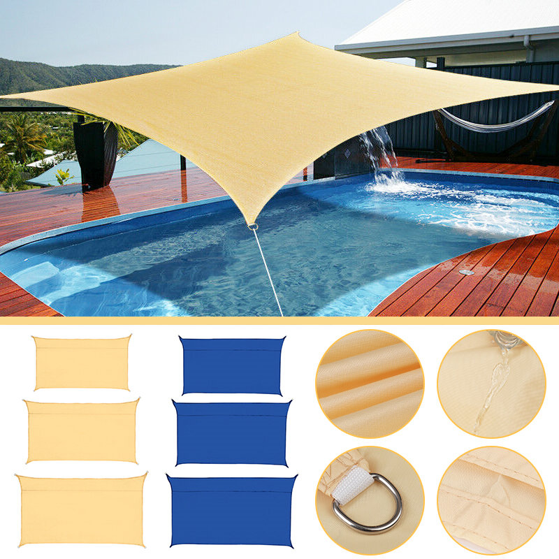Image of 95% UV Block Sun Shade Sail Canopy Rectangle Sand-proof Sunshade For Outdoor Backyard Deck