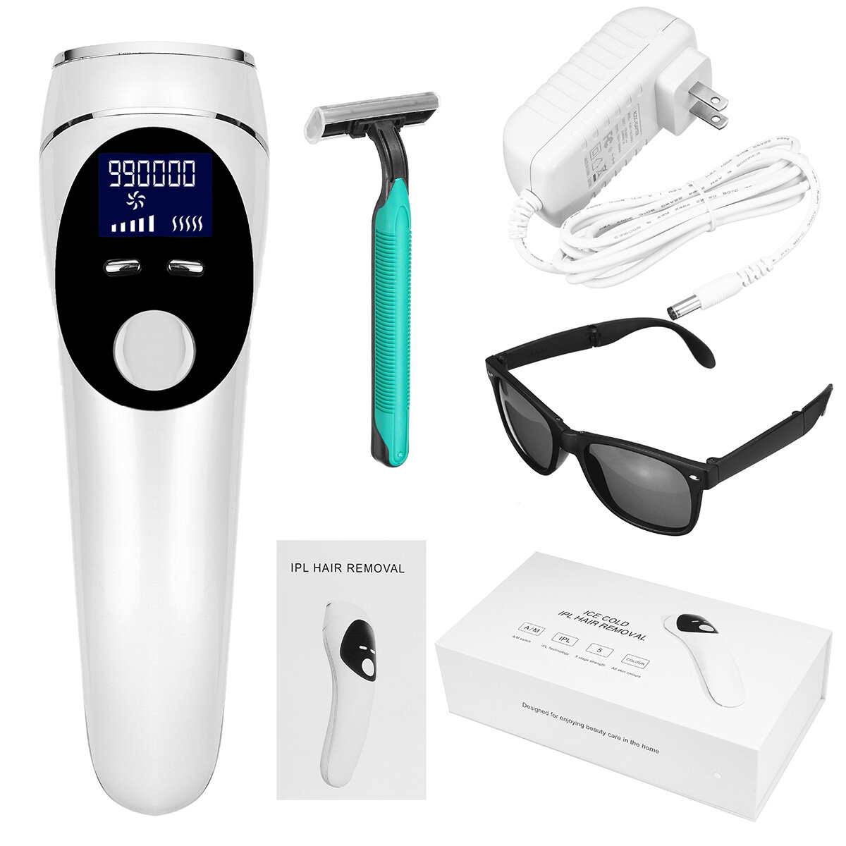 Image of 999999 Flashes DIY IPL Laser Hair Removal Device 5 Levels Painless Epilator Hair Remover