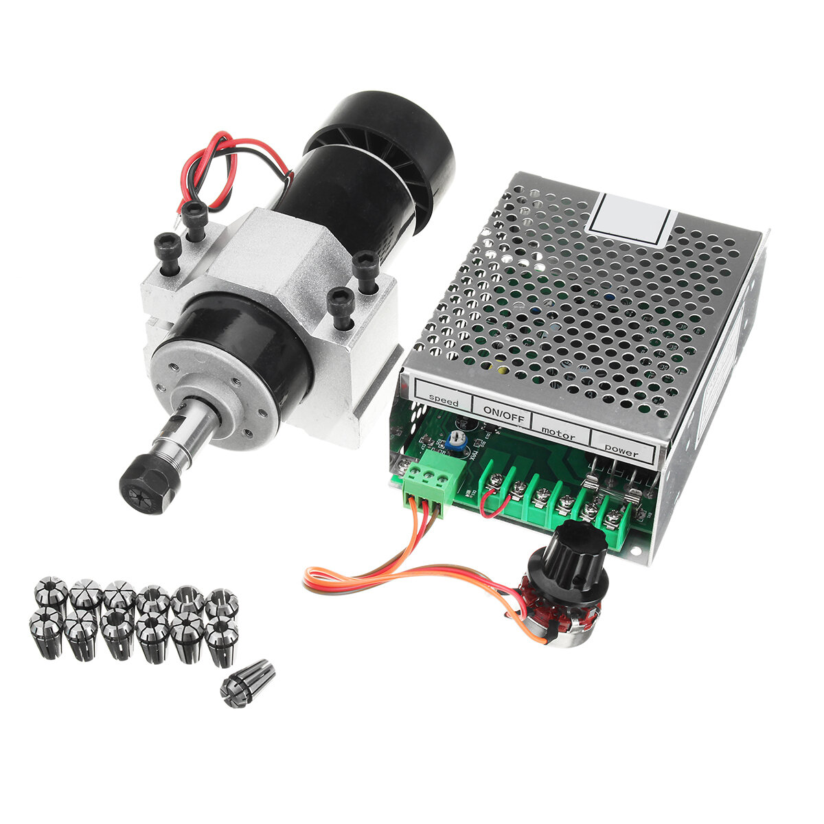Image of AC 110-220V 500W Air Cooling Spindle Motor with 52mm Clamp and Power Supply Speed Governor