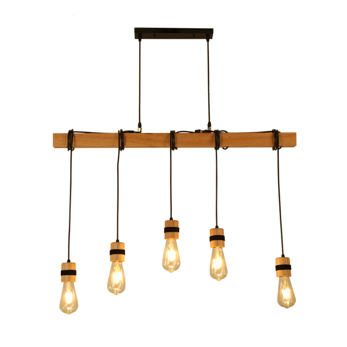 Image of AC85-265V Industrial Wooden E27 Pendant Light Ceiling Lamp Chandeliers Lighting Fixtures Without Bulb