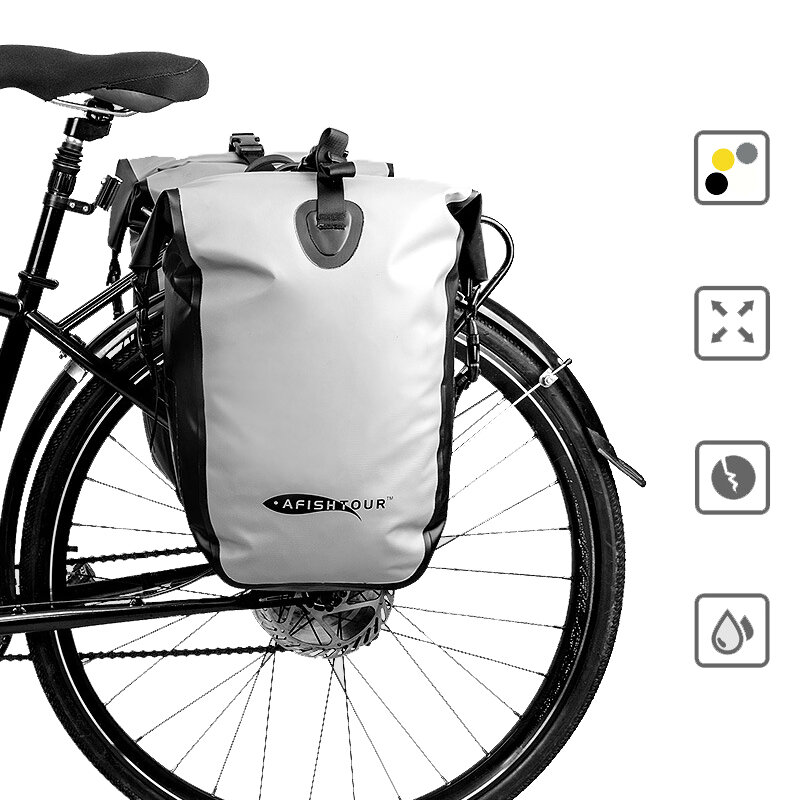 Image of AFISHTOUR Folding 15-25L Bicycle Rear Seat Bag Waterproof Cycling Sides Bag Seatpost Bag MTB Luggage Rear Frame Bag